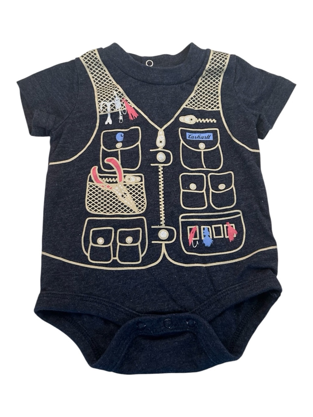 Carhartt Baby‎ Fishing Vest Short Sleeve Bodysuit Onesie Size 3 Months